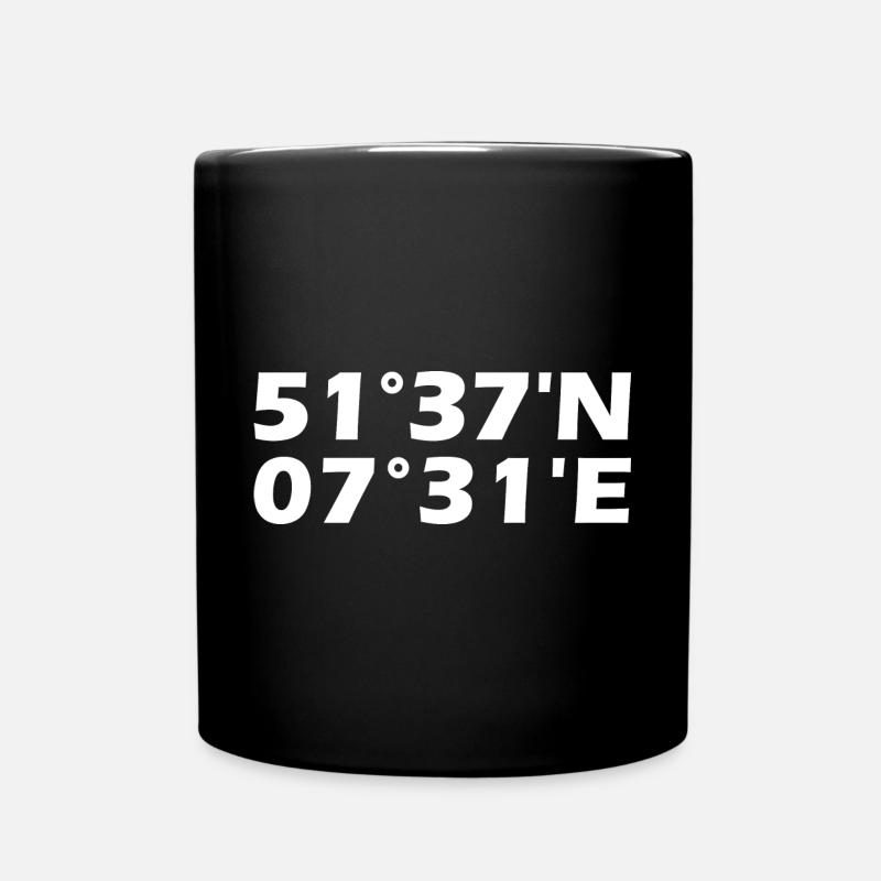 Lünen Koordinaten - Tasse einfarbig - Schwarz