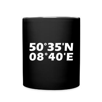 Gießen Koordinaten - Tasse einfarbig - Schwarz - Vorne