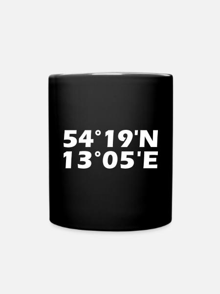 Stralsund Koordinaten - Tasse einfarbig - Schwarz