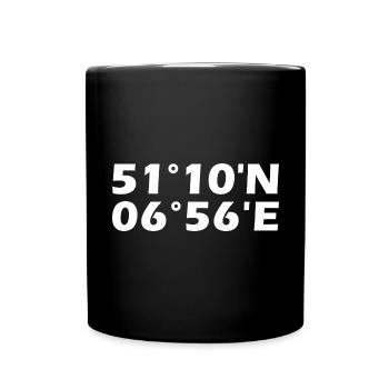 Hilden Koordinaten - Tasse einfarbig - Schwarz - Vorne