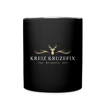 Kreiz Kruzefix Bayern Bayerisch boarisch Spruch - Tasse einfarbig - Schwarz - Vorne
