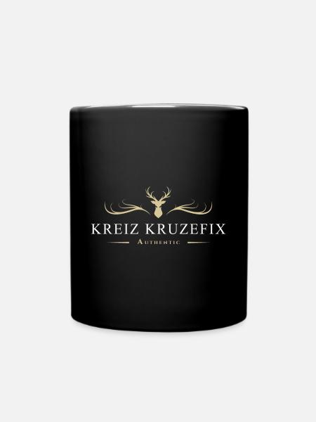 Kreiz Kruzefix Bayern Bayerisch boarisch Spruch - Tasse einfarbig - Schwarz