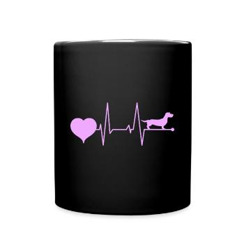 Dachshund Wire-haired Dachshund Mama Heartbeat Pink - Full Colour Mug - black - Front