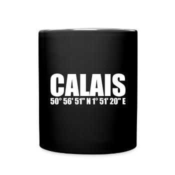 Calais Koordinaten - Tasse einfarbig - Schwarz - Vorne