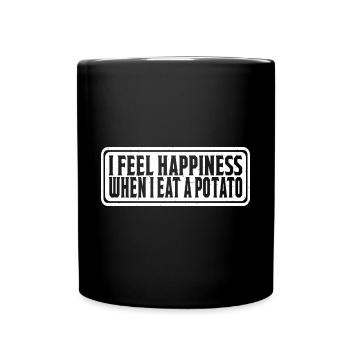 Je ressens du bonheur quand je mange une pomme de terre 4 - Mug uni - noir - Devant