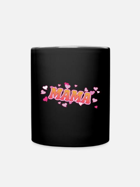 Mama Herzen Design - Tasse einfarbig - Schwarz