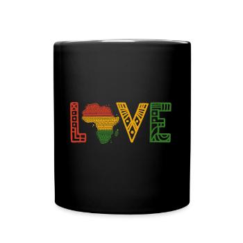 Liebe Afrika Karte Kunst Schwarz Afro Stolz - Tasse einfarbig - Schwarz - Vorne