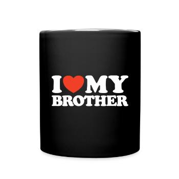 J’aime mon frère T-shirt cœur - Mug uni - noir - Devant