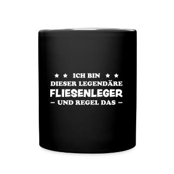Fliesenleger Lustig Spruch Job Bodenleger Geschenk - Tasse einfarbig - Schwarz - Vorne