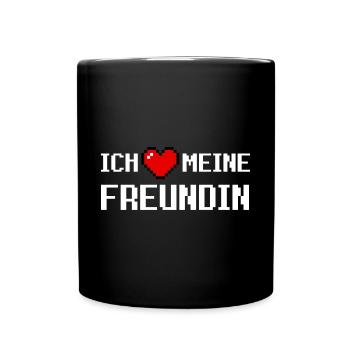 J’aime ma copine Red Pixel Heart Pixel Art - Mug uni - noir - Devant