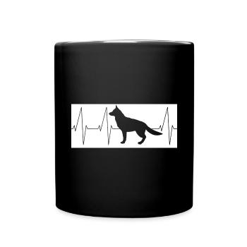 Chien battant le cœur - Mug uni - noir - Devant