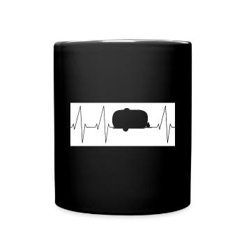 Camping Herzschlag EKG Wohnmobil - Tasse einfarbig - Schwarz - Vorne