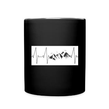 Herzschlag Berge Wandern - Tasse einfarbig - Schwarz - Vorne