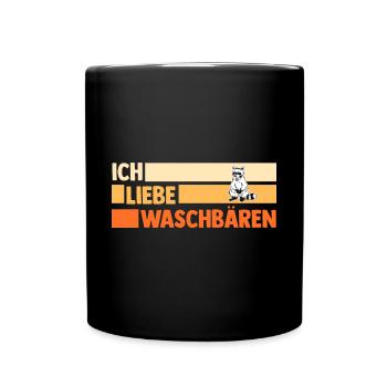 Tiermotiv Waschbär - Tasse einfarbig - Schwarz - Vorne
