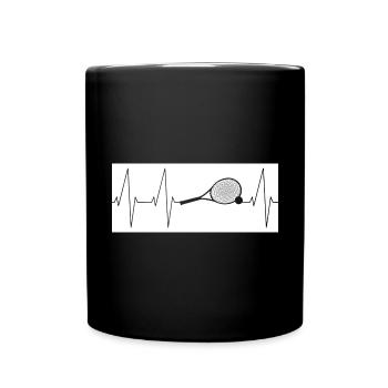 Tennis Herzschlag - Tasse einfarbig - Schwarz - Vorne