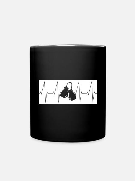 Herzschlag Boxen Kickboxen MMA - Tasse einfarbig - Schwarz