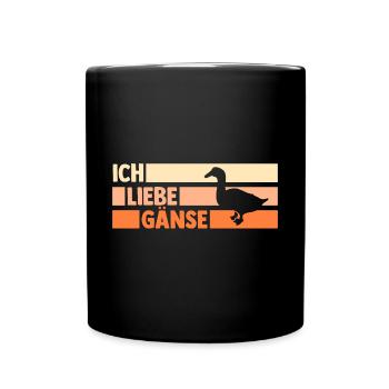 Gans Gänse - Tasse einfarbig - Schwarz - Vorne