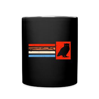Retro Owl Enthusiast Silhouette Vintage Ornitholog - Tasse einfarbig - Schwarz - Vorne