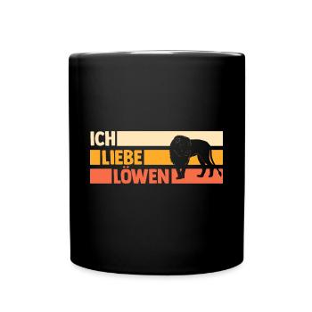 Löwe Löwen - Tasse einfarbig - Schwarz - Vorne