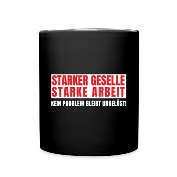 Gesellen Geselle Gesellenbrief Prüfung Handwerker - Tasse einfarbig - Schwarz - Vorne