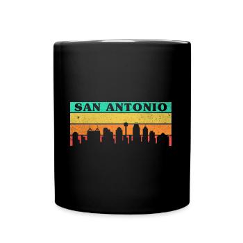 Skyline von San Antonio Retro-Design für stolze - Tasse einfarbig - Schwarz - Vorne