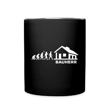Evolution - Bauherr - Haus - bauen - EFH - Tasse einfarbig - Schwarz - Vorne