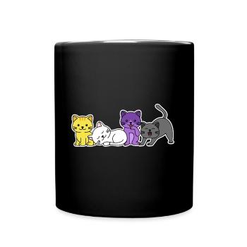 Non-binary flag cat design for proud Enbys - Full Colour Mug - black - Front