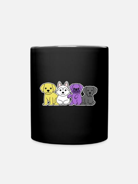 Conception de chien drapeau non binaire pour les fiers Enbys - Mug uni - noir