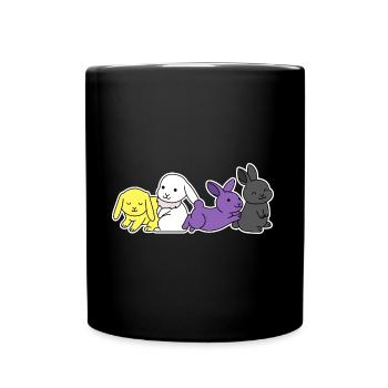 Nonbinary Flag Bunny Design for Proud Enbys - Full Colour Mug - black - Front