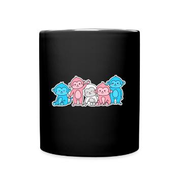 Trans flag monkey design for trans people - Full Colour Mug - black - Front