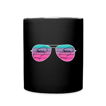 Sonnenbrille mit Landkarte von der Insel Ibiza - Tasse einfarbig - Schwarz - Vorne