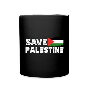 Save Palestine Free Gaza Palestinian Flag Support - Full Colour Mug - black - Front