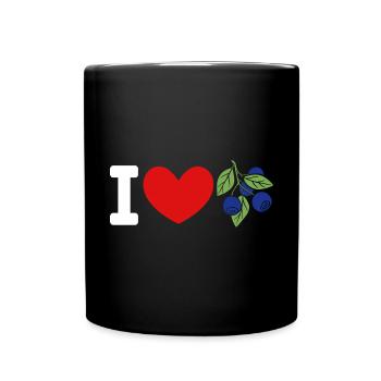 Heidelbeere Frucht Blaubeere - Tasse einfarbig - Schwarz - Vorne
