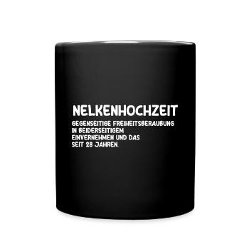 Ehe Nelkenhochzeit 28 Jahre Verheiratet Hochzeitst - Tasse einfarbig - Schwarz - Vorne