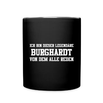 Burghardt Name Design - Tasse einfarbig - Schwarz - Vorne