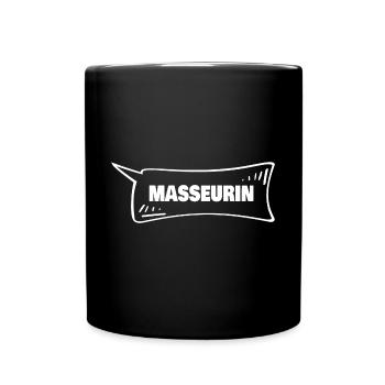 Sprechblase Masseurin - Tasse einfarbig - Schwarz - Vorne