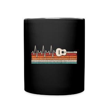 Gitarre Herzschlag - Tasse einfarbig - Schwarz - Vorne