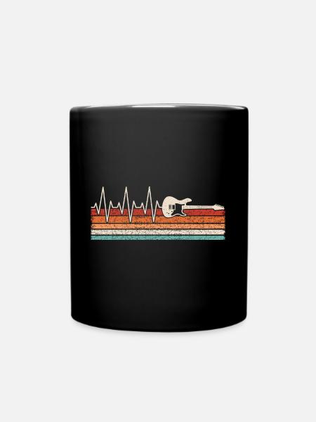E-Gitarre Herzschlag - Tasse einfarbig - Schwarz