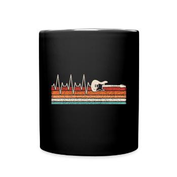 E-Gitarre Herzschlag - Tasse einfarbig - Schwarz - Vorne