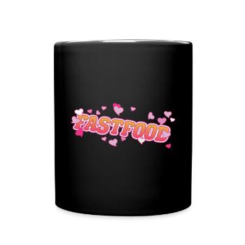 Restauration rapide avec des cœurs, j’adore la restauration rapide - Mug uni - noir - Devant