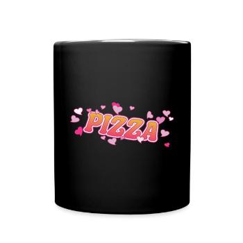 Cooles Currywurst mit rosa Herzen Design - Tasse einfarbig - Schwarz - Vorne