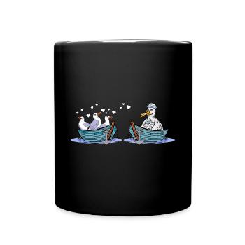 Mouettes bateau marins aiment les oiseaux de mer Saint-Valentin - Mug uni - noir - Devant