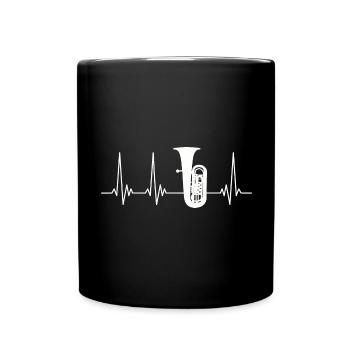 Tuba Heartbeat EKG Herzschlag für Tubaspieler - Tasse einfarbig - Schwarz - Vorne