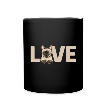 Siamkatze Katze Siamese - Tasse einfarbig - Schwarz - Vorne