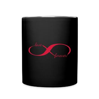 love forever in der Unendlichkeit. Liebe auf Ewig - Tasse einfarbig - Schwarz - Vorne