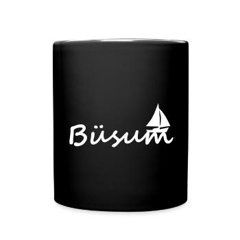 Büsum mit Segelboot - Tasse einfarbig - Schwarz - Vorne
