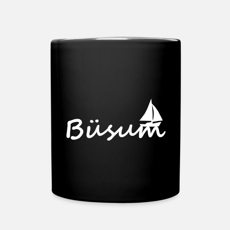 Büsum mit Segelboot - Tasse einfarbig - Schwarz