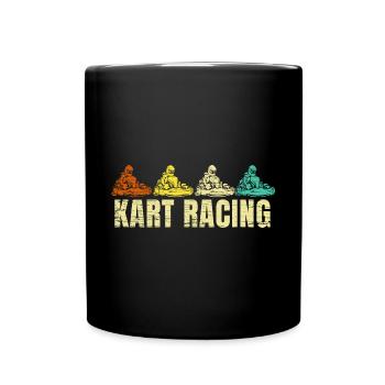 Kart Racing Retro Vintage Kart Driver Racing - Full Colour Mug - black - Front
