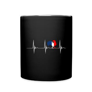 Gallischer Hahn Herzschlag EKG Puls Frankreich Fra - Tasse einfarbig - Schwarz - Vorne