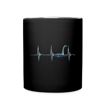 Loch Ness Nessie Herzschlag EKG Puls See Ungeheuer - Tasse einfarbig - Schwarz - Vorne